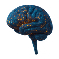 Futuristic Neural Brain Concept with Digital Circuit Patterns png