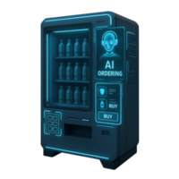 Futuristic AI Vending Machine Concept with Interactive Interface png