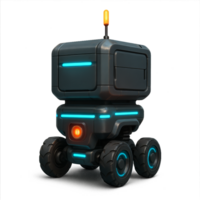 Futuristic Delivery Robot with Sleek Design and Bright Lights png