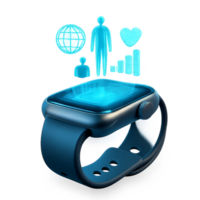 Futuristic Hologram Watch with Interactive Features and Data Display png