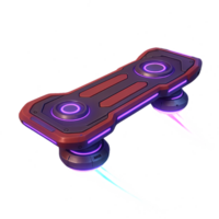 Futuristic Hoverboard with Neon Lights and Sci-Fi Design Elements png