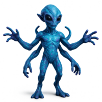 Glowing Bioluminescent Alien Creature with Multiple Arms and Features png