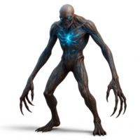 Mutant Creature with Glowing Blue Elements in a Sci-Fi Setting png