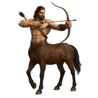 3D Centaur Archer in Dynamic Pose with Bow and Arrow png