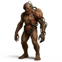 Cybernetic Mutant Figure in Futuristic and Disturbing Design png