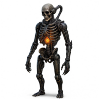 Futuristic Cyborg with Glowing Energy Core in Dynamic Pose png