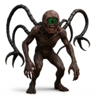 Mechanical Horror Beast with Tentacles and Unsettling Features png