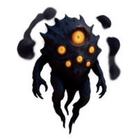 Glowing Eyed Sci-Fi Creature with Mysterious Features and Shadows png