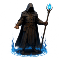 Hooded Mage in a Mystical Circle of Light and Energy png