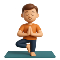 Cartoon Animation of a Person Practicing Simple Yoga Pose png