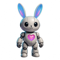 Holographic Robot Bunny with Cute Features and Colorful Ears png