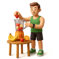 Creating a Healthy Smoothie with Fresh Fruits and a Blender png