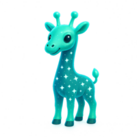 Cute Alien Giraffe Character with Sparkling Stars in a Fun Design png