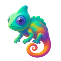 Colorful Chameleon with Alien Features and Transformation Hues png