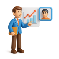 3D Market Analysis Icon for Business and Data Visualization png
