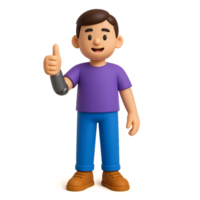 Friendly Character Giving Thumbs Up Gesture with Inclusive Attitude png