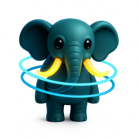 Cute Cartoon Elephant with Neon Elements and Abstract Design png
