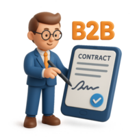 3D Digital Contract Signing Concept for Business Transactions png