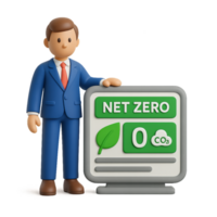 Professional Icon Representing Net Zero Emissions Concept in Office png