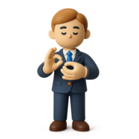 3D Icon of a Man Using Sign Language Gesture for Communication png