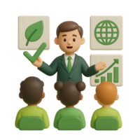 Team Eco Meeting Icon with Presenter and Audience in Simple Style png