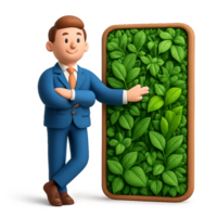 Modern Businessman Promoting Sustainable Practices with Nature png