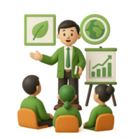 Eco Team Collaboration Meeting with Simple Charts and Icons png