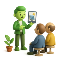 Green Technology Presentation with Characters and Solar Panel Theme png