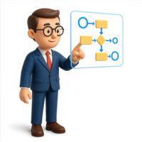 Business Professional Showing Simple Workflow Composition Process png