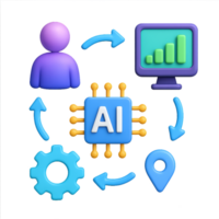 3D AI Process Icons for Simple Composition in Modern Graphics png