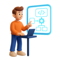 Futuristic Programmer Using Code to Create Simple Software Solutions png