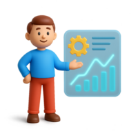 3D Smart Automation Icon for Simple Data Analysis Concepts png