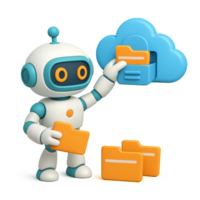 Friendly Robot Organizing Files in a Cloud Storage Environment png
