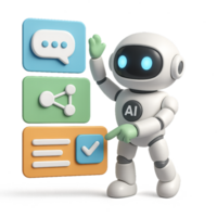 Friendly AI Robot Interface with Colorful Communication Icons png