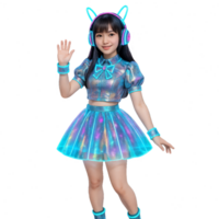 Futuristic Idol Cosplay with Vibrant Colors and Unique Accessories png