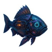 Futuristic Cyberpunk Fish with Neon Elements and Technological Design png