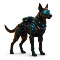 A dog wearing futuristic armor and goggles png