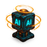 Futuristic AI Core with Neon Elements in a Cyberpunk Style png