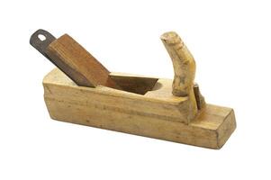 A vintage wooden hand plane, a classic carpentry tool on a white background. photo