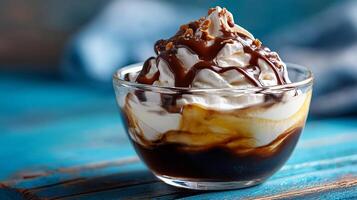 Close up image of realistic dessert photo