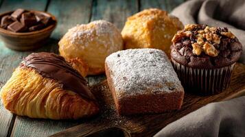 Rustic table photo with fresh pastries