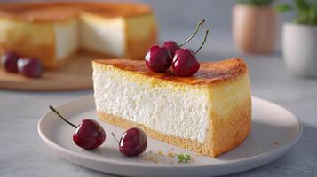 Sharp focus on colorful slice cake with frosting photo