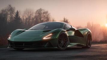 Modern car in sharp outdoor environment photo