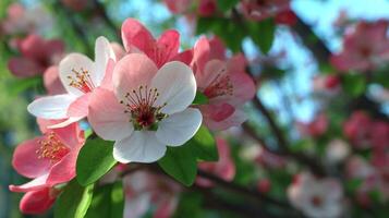 Crisp macro flower image on tree branch in full bloom photo