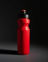 Red Metallic Bottle in Low Light photo