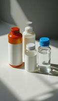 Glass Bottles with Gradient Liquids photo
