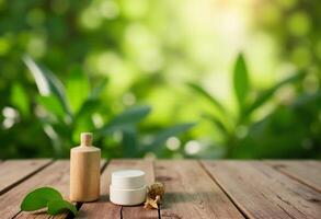 Organic Product Mockup with Greenery photo