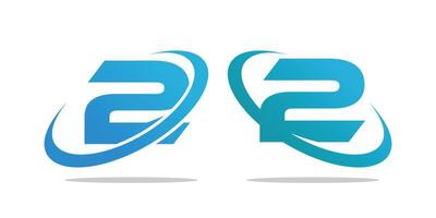 Number 2 logo with modern shape premium vector editable eps