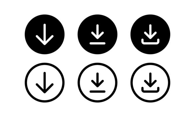 Download buttons round shape web icon set illustration