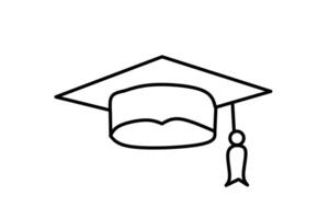 A clean line art of a graduation cap, symbolizing success, knowledge, and new beginnings where tassels turn into dreams and futures take flight. vector